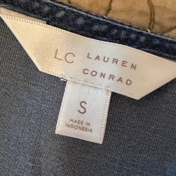 LC Lauren Conrad Blue Chambray Denim Ruffle Dress, Size S - Picture 11 of 12